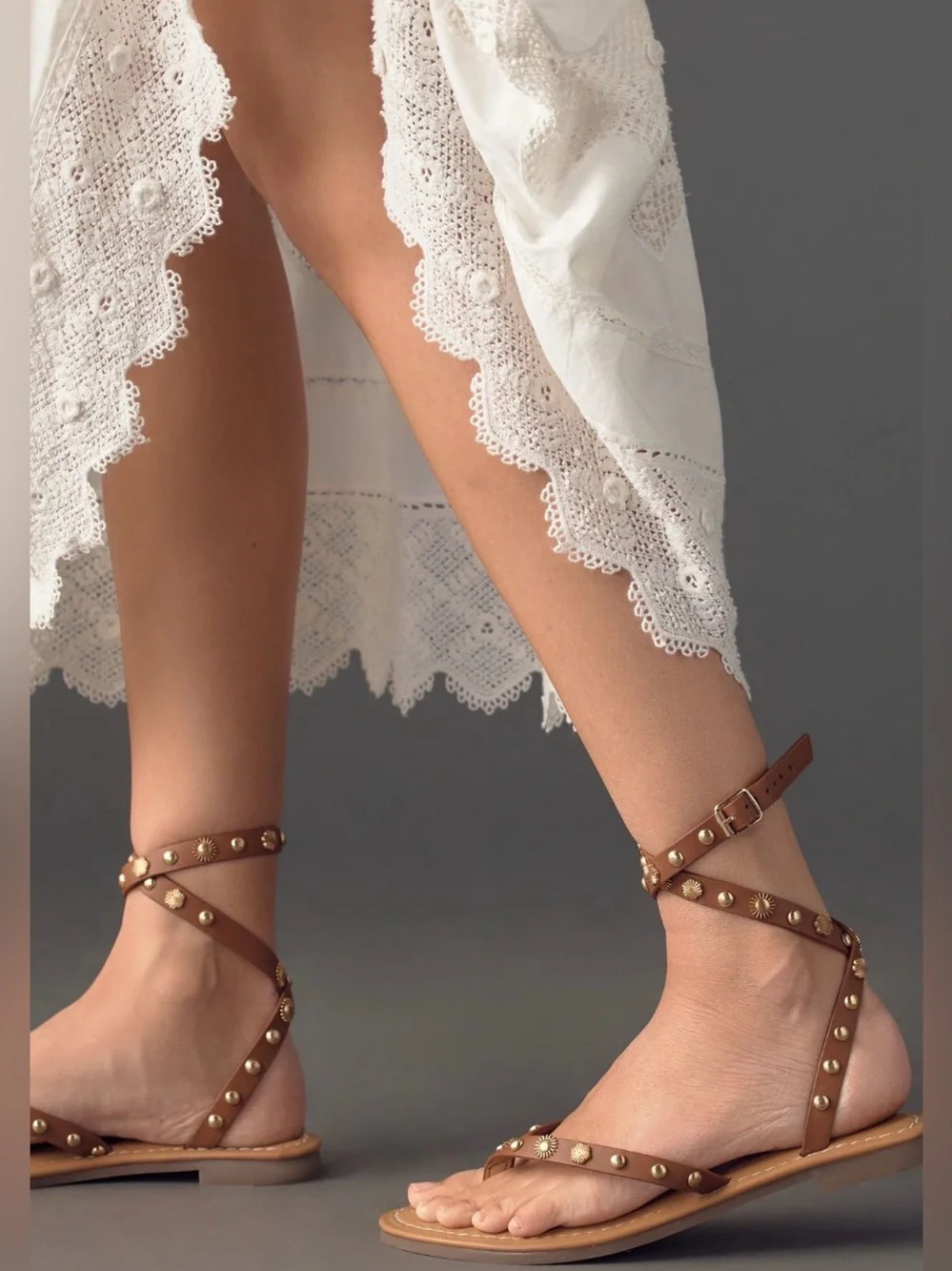 Anthropologie Matisse Athena Studded Cognac Sandals Size 10